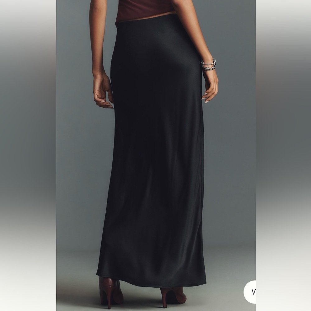 Anthropologie Tilda Black Silky Maxi Slip Skirt NWT XS A-Line Sleek Flowy - Picture 5 of 7